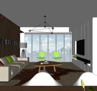 现代简约客厅su模型