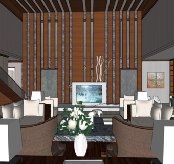 现代客厅su模型