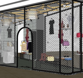 工业风服饰专卖店su模型