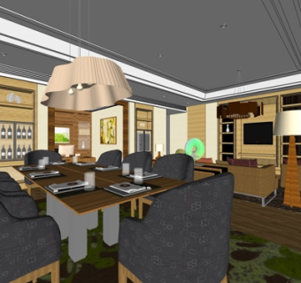 现代客餐厅su模型