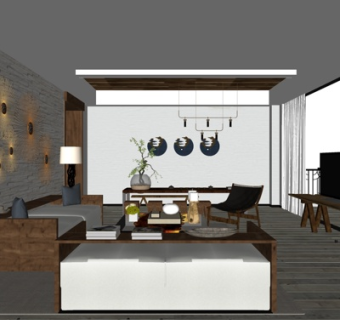 现代简约客厅su模型