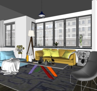 北欧客厅su模型