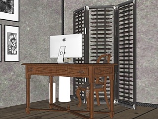 欧式电脑桌su模型