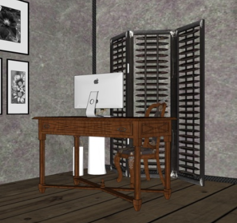 欧式电脑桌su模型