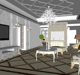 欧式客厅su模型