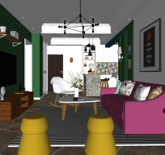 现代客厅su模型