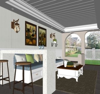 简欧客厅su模型