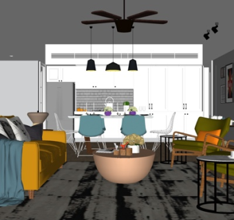 现代客厅su模型