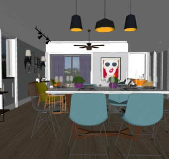 现代客餐厅su模型