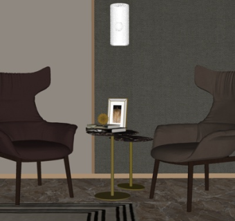 现代休闲桌椅su模型