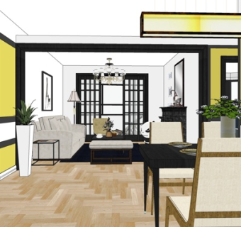 现代客餐厅su模型