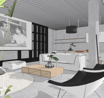 现代简约客厅su模型