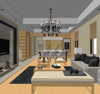 现代客厅su模型