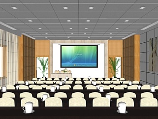 现代会议室su模型