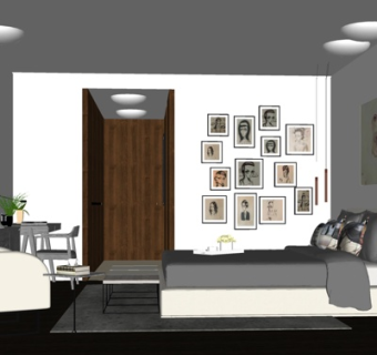 现代简约客厅su模型