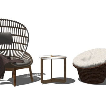 北欧休闲桌椅su模型