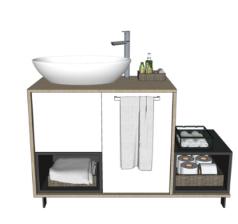 现代卫生间洗手盆su模型