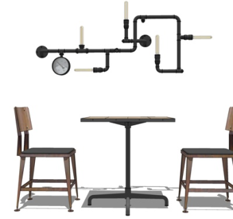 工业风休闲桌椅su模型