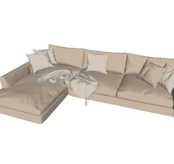 现代转角沙发su模型