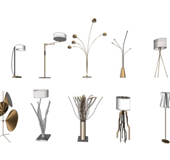 现代落地灯su模型