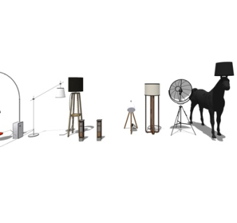 现代台灯su模型