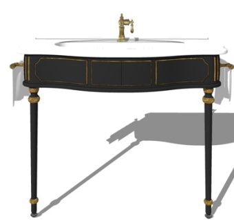 美式卫生间洗手盆su模型