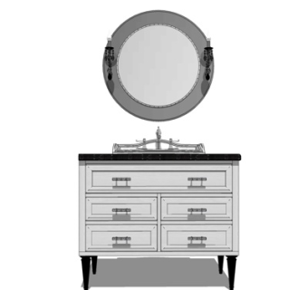 美式卫生间洗手盆su模型