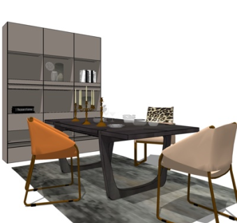 现代餐桌椅su模型