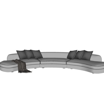 现代弧形多人沙发su模型