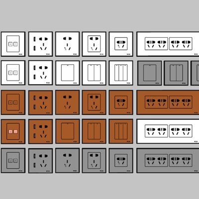 现代开关插座su模型