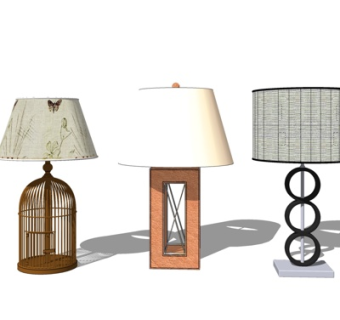 新中式台灯su模型