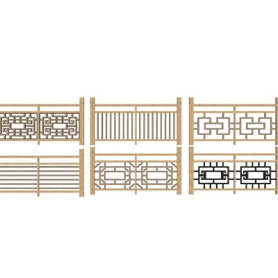 新中式栏杆su模型
