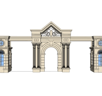 简欧门头su模型
