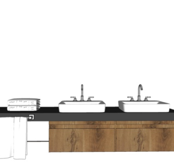 新中式卫生间洗手台su模型