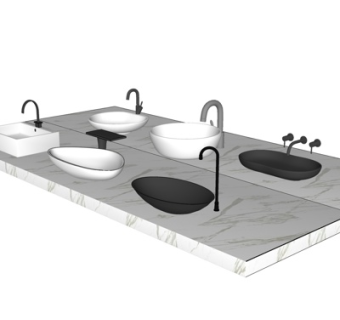 现代洗手盆su模型