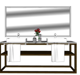 新中式洗手盆su模型