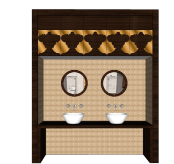 美式洗手盆su模型