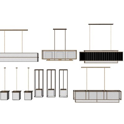 新中式吊灯su模型