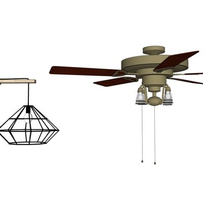 工业风吊扇灯su模型