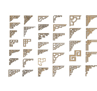 新中式角花su模型