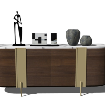 现代端景柜su模型