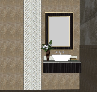 现代洗手盆su模型