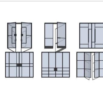 现代玻璃门su模型