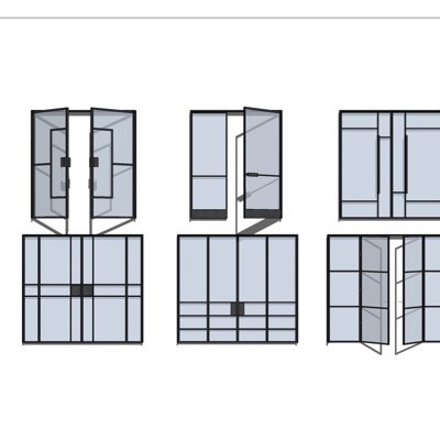 现代玻璃门su模型