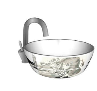 新中式洗手盆su模型