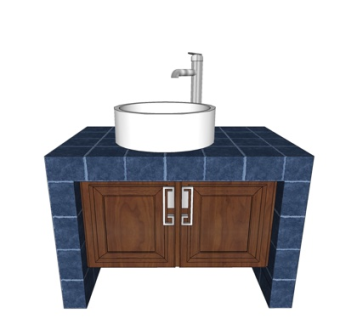 现代洗手盆su模型