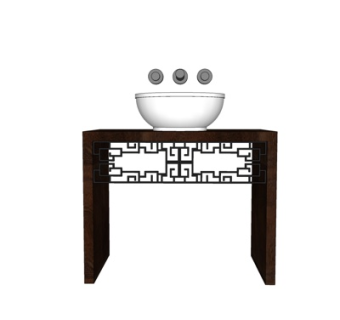 新中式洗手盆su模型