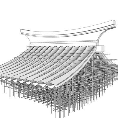 中式琉璃瓦顶su模型