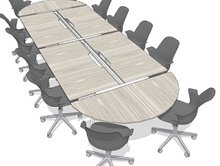 现代办公室会议桌椅su模型