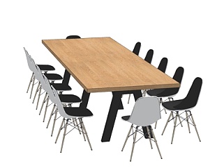 现代办公室会议桌椅su模型